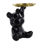 Figurka Miś origami ze złotą tacą czarna