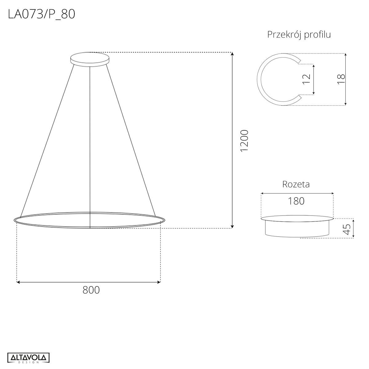 Ledowe Okręgi No.1 80cm Lamp – Top View