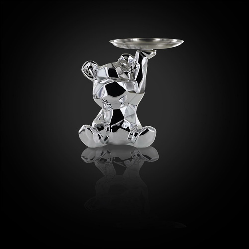 Figurka Miś origami z srebrną tacą        srebrny