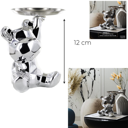 Figurka Miś origami z srebrną tacą        srebrny