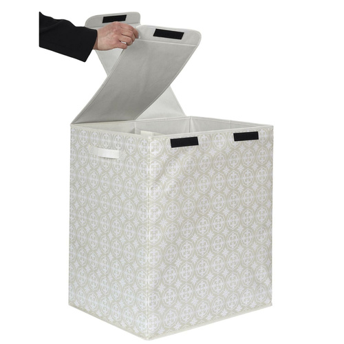 Kosz na pranie podwójny 50x41x57 szary  tkanina