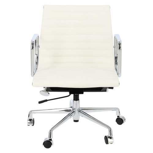 Fotel biurowy CH1171T biała skóra,chrom