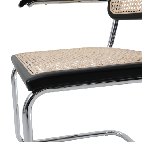 Krzesło VIENNA rattanowo czarne z podłokietnikami