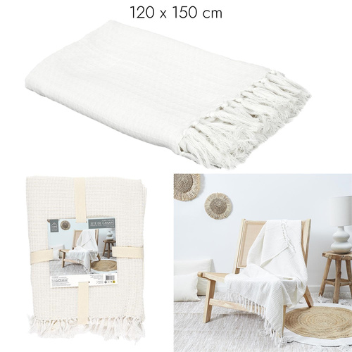 Koc/Pled Waffle biały