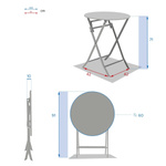 Stół okrągły składany Greensboro  grafitowy
