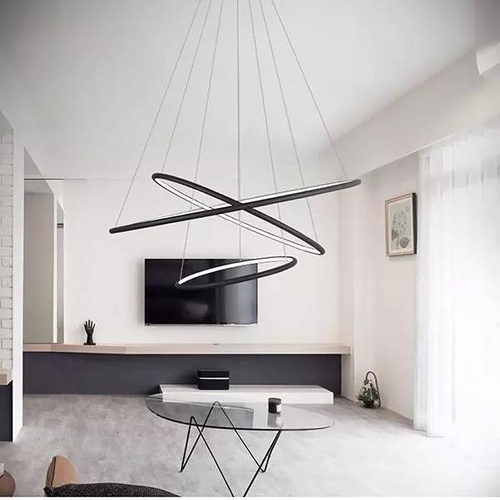 Lampa wisząca Ledowe Okręgi No.3 100cm 4k czarna Dali