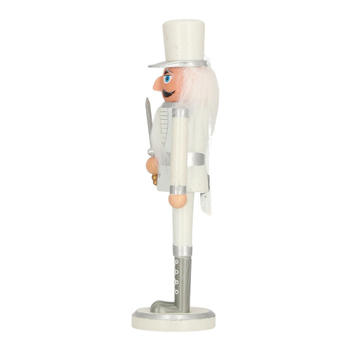 Dziadek do orzechów biały w kapeluszu 28 cm