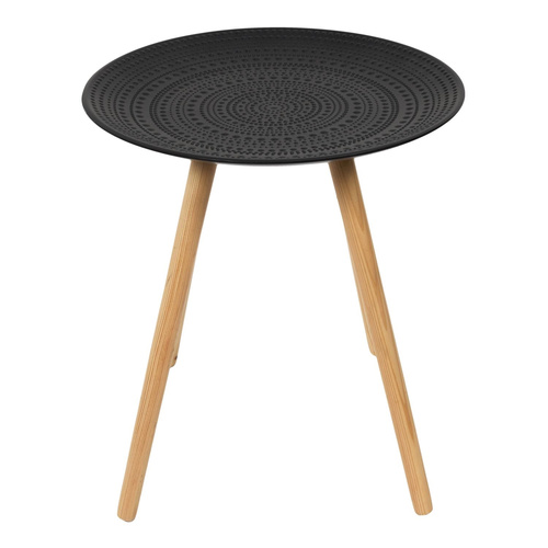 Zestaw 2 okrągłych stolików  czarny/naturalny