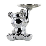 Figurka Miś origami z srebrną tacą srebrny