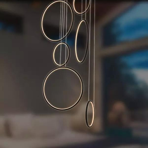 Lampa wisząca Ledowe Okręgi No.8 czarny 90cm 4k Dali