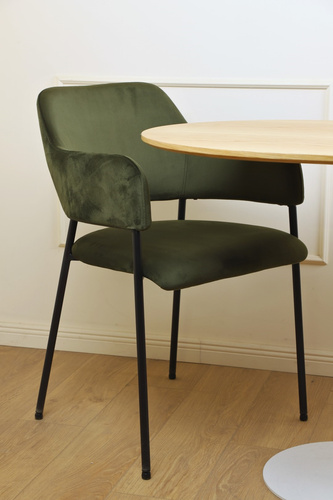 Krzesło Lima welurowe z podłokietnikami   zielone