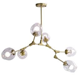 Lampa wisząca MODERN ORCHID-6 złoto transparentna 130 cm