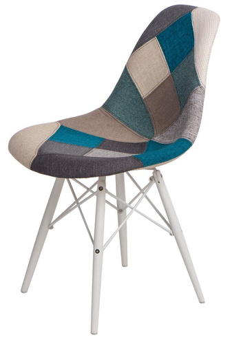 Krzesło P016W Patchwork nieb-szary/white