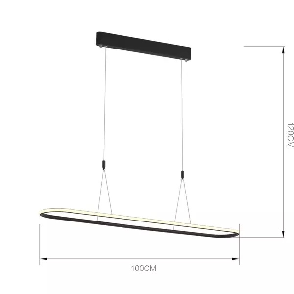 Lampa wisząca Ledowe Kwadraty No.1 100cm 3k czarna