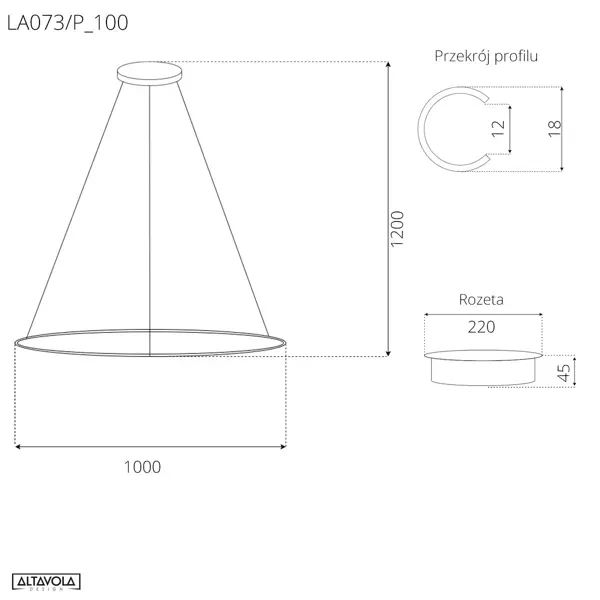 Lampa wisząca Ledowe Okręgi No.1 100cm 3k biała ściemnialna