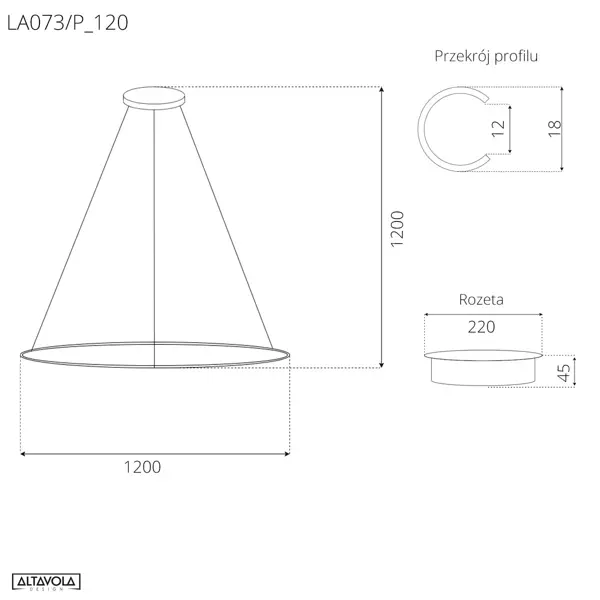 Lampa wisząca Ledowe Okręgi No.1 120cm 3k biała ściemnialna