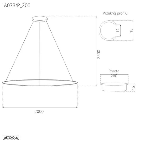 Lampa wisząca Ledowe Okręgi No.1 200cm 4k srebrna ściemnialna 