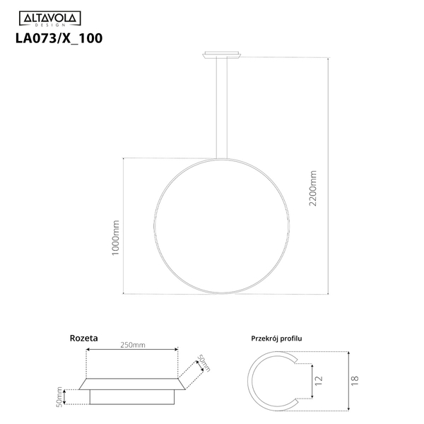 Lampa wisząca Ledowe Okręgi No.1 X 100cm 4k srebrny ściemnialna 