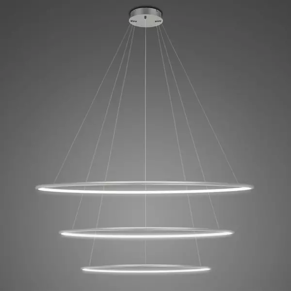 Lampa wisząca Ledowe Okręgi No.3 100cm 4k srebrna ściemnialna