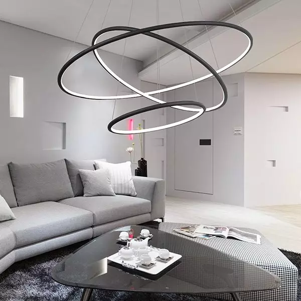 Lampa wisząca Ledowe Okręgi No.3 80cm 4k czarna Design