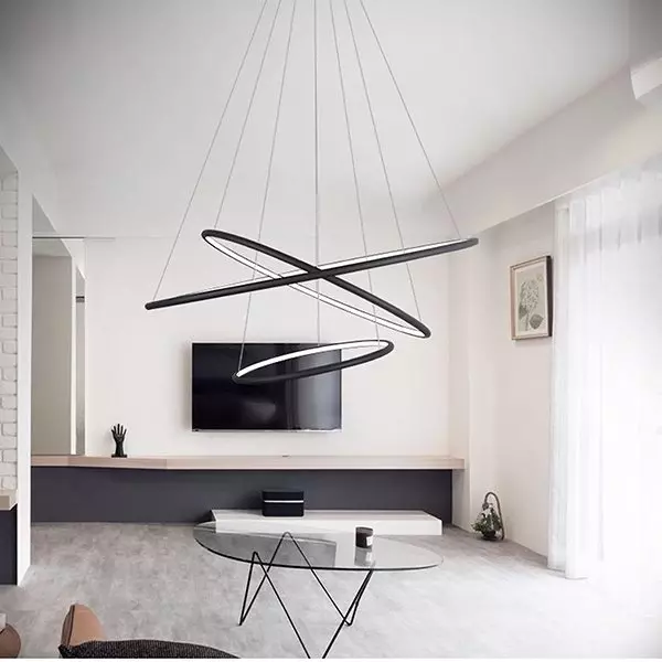 Lampa wisząca Ledowe Okręgi No.3 80cm 4k czarna Design