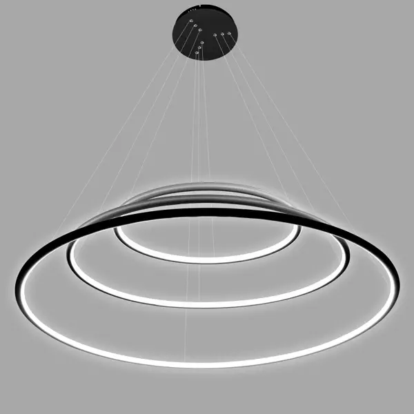 Lampa wisząca Ledowe Okręgi No.3 80cm 4k czarna Design