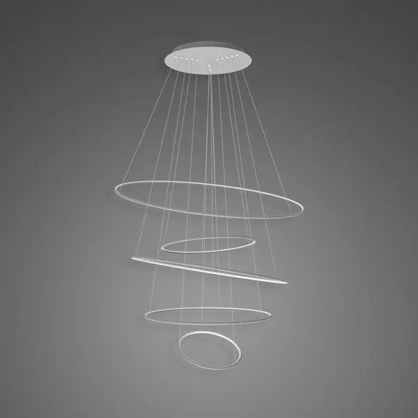 Lampa wisząca Ledowe Okręgi No.5 120cm 4k srebrna ściemnialna 