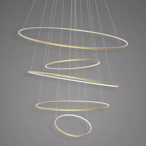 Lampa wisząca Ledowe Okręgi No.5 120cm 4k złoty ściemnialna 