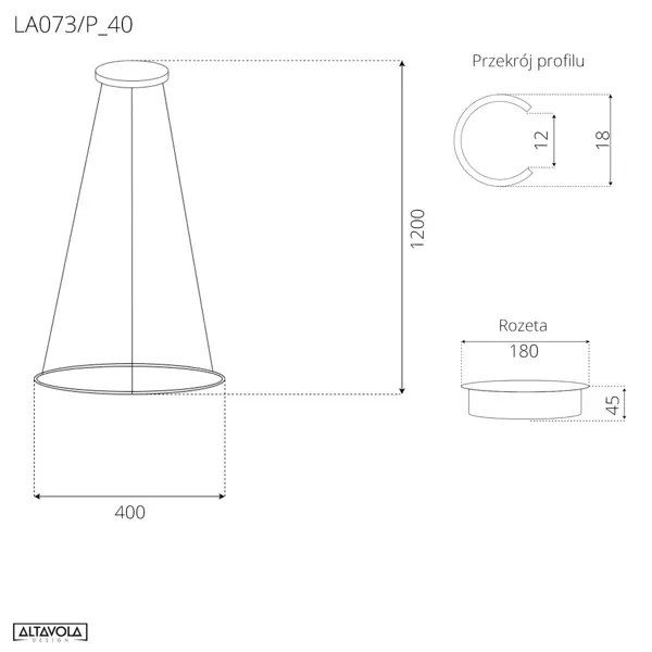 Lampa wisząca Ledowe okręgi No.1 Φ40 cm in 3k srebrna ściemnialna Altavola Design