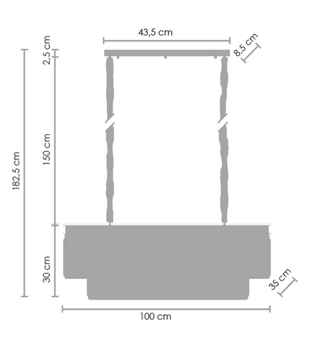 Lampa wisząca SPARKLE DOUBLE antracyt 100 cm