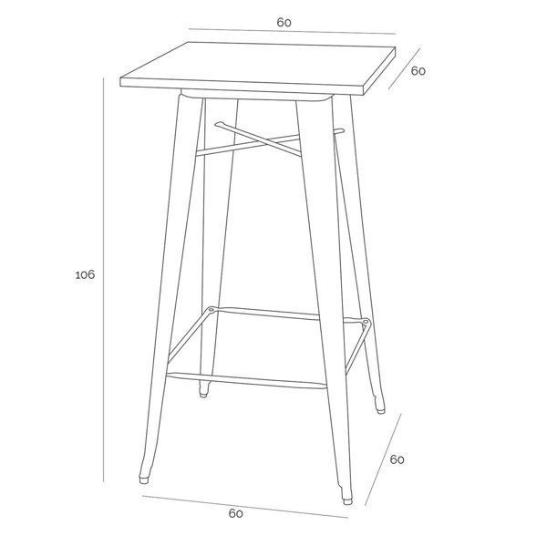 Stół Barowy Paris Wood metaliczny jesion