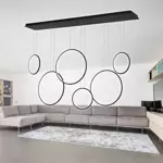 Altavola Design: Lampa wisząca Ledowe Okręgi no. 8 czarna 180 cm in 2700k ściemnialna